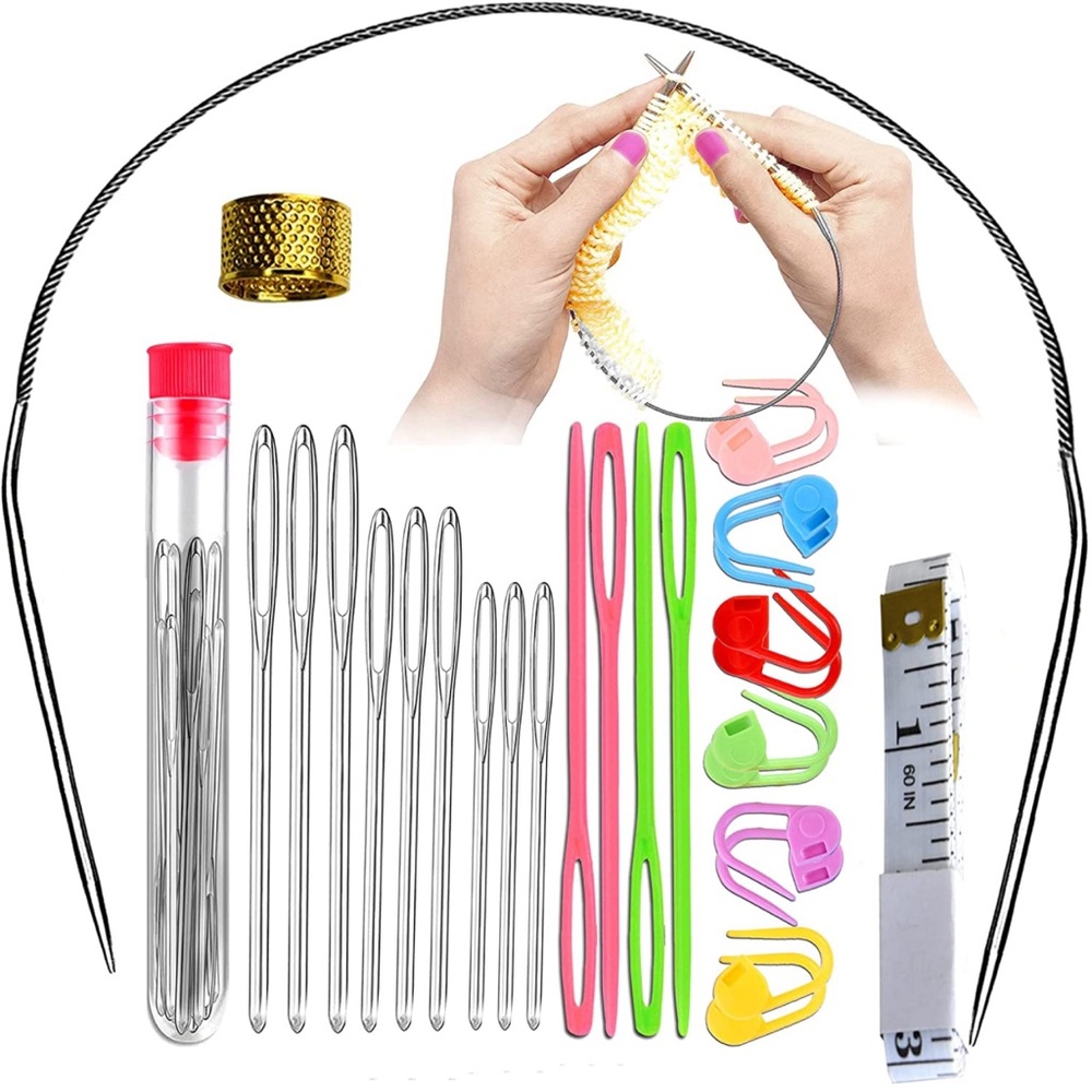 🆕 32-inch (80cm) Stainless Steel Knitting Needle Kits, US 1 (2mm), Crochet